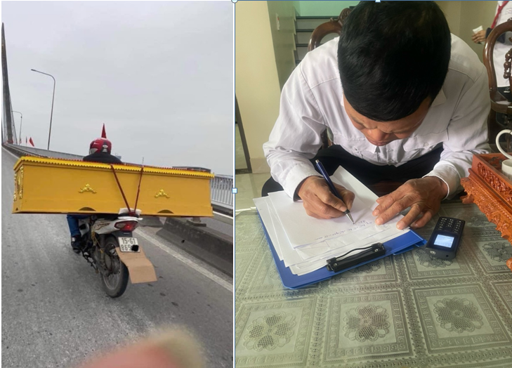 Trạm CSGT Lưu Kiếm: Vận động người đàn ông chở hàng hoá cồng kềnh, gây cản trở giao thông trên tuyến đường Cầu Bính chấp hành nghiêm an toàn giao thông 